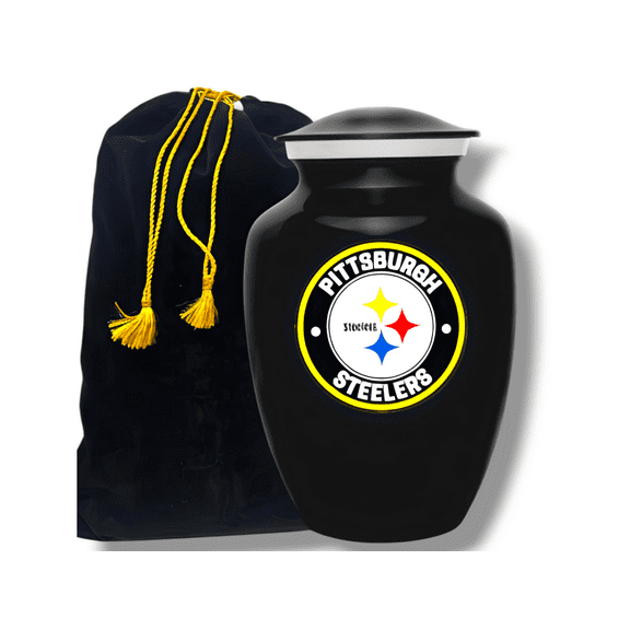Pittsburgh Steeler Black Cremation Urn Box Funeral Urn Box Burial Urn For ash Box Keepsakes Urn Box Memorial Urn Loved Urn For Ashes