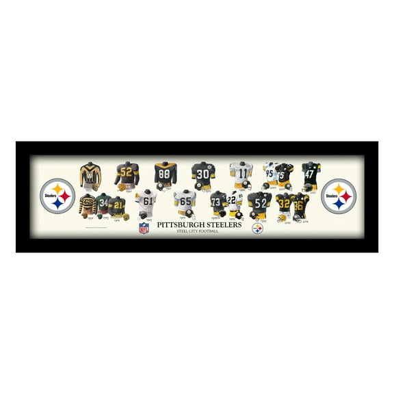 Pittsburgh Steelers 12" x 36" Team Uniform Heritage Framed Wall Art