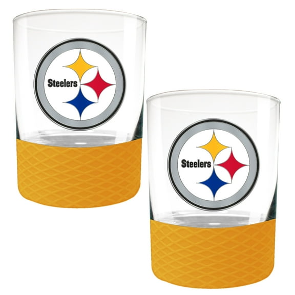 Pittsburgh Steelers 2-Pack 14oz. Rocks Glass Set with Silcone Grip