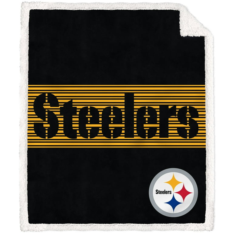 Pittsburgh Steelers 50 x 60 Center Stripe Sherpa Trim Blanket