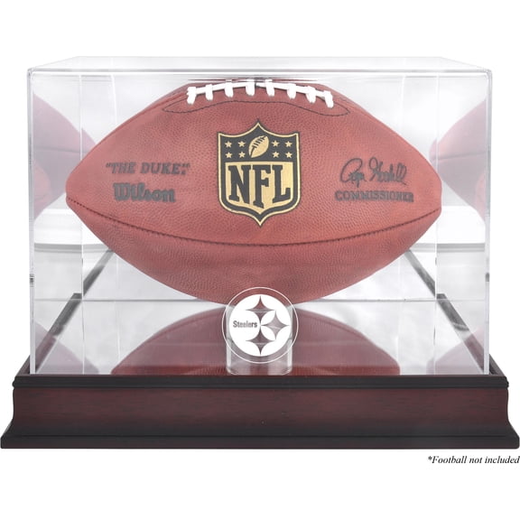 Pittsburgh Steelers Mahogany Football Logo Display Case with Mirror Back
