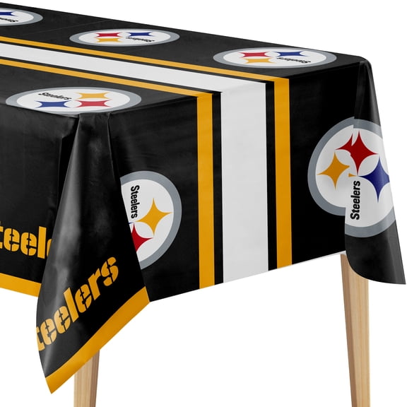 NFL Pittsburgh Steelers Black, Gold and White Plastic Tablecloths, 3 Pieces