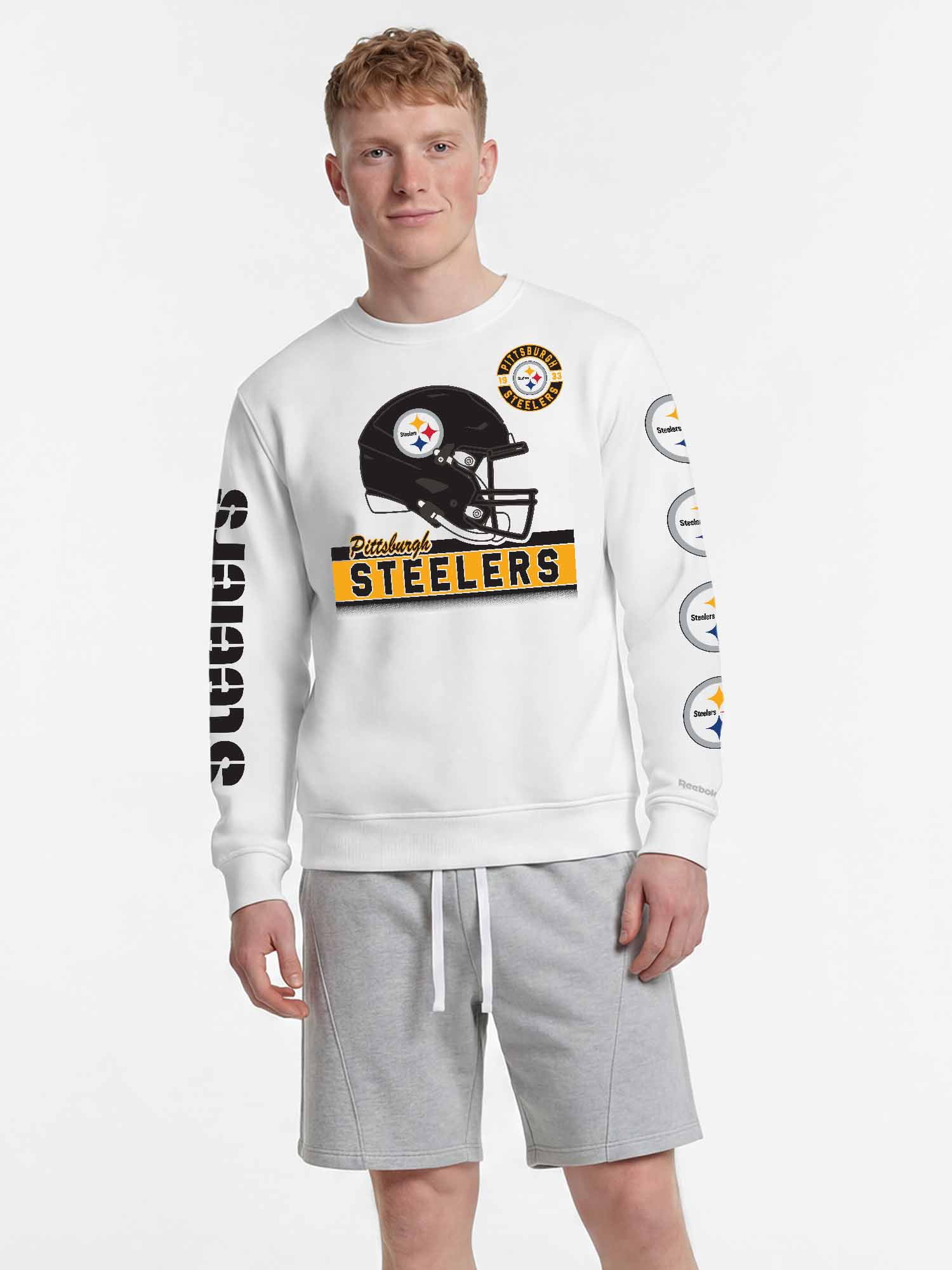 Pittsburgh Steelers Reebok Mens White Crew Sweatshirt
