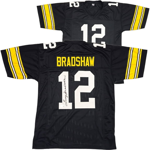 Pittsburgh Steelers Terry Bradshaw Autographed Black Jersey Beckett BAS Witness 230649