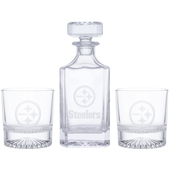 Pittsburgh Steelers Three-Piece Decanter & Rocks Glasses Set