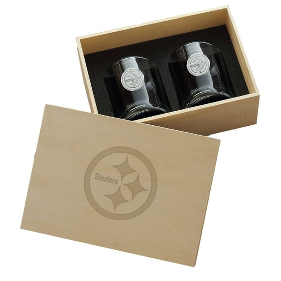 Pittsburgh Steelers Two-Piece Rocks Glass Set with Collector's Box