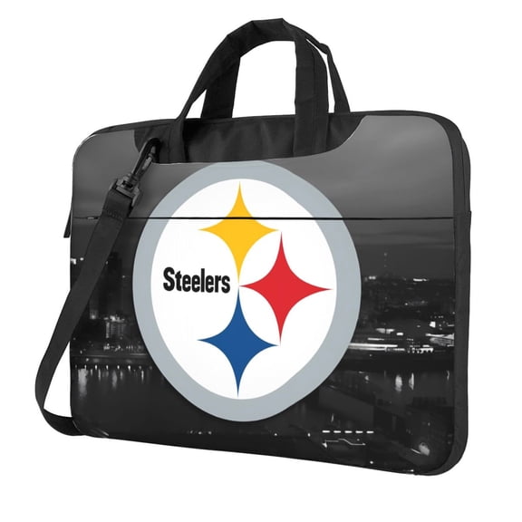Pittsburgh Team Customized Ultra-Thin Portable Single-Shoulder Laptop Bag 14in/15.6in Shockproof Soft Lining Double Zipper Computer Bag Three-Layer Storage Space