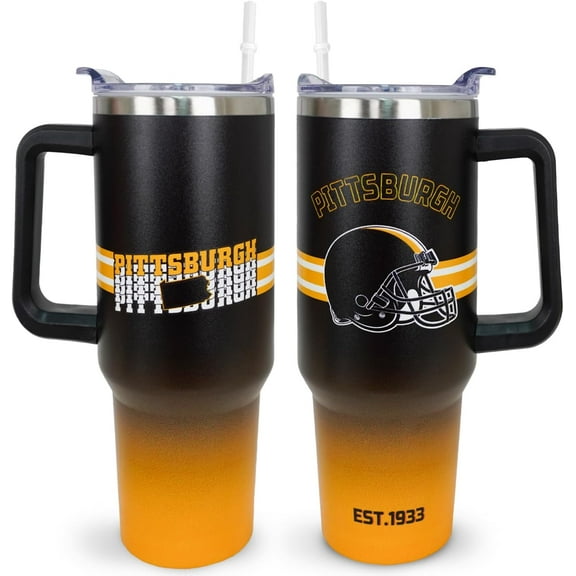Pittsburgh Tumbler Cup - Pittsburgh Gifts for Men - 40 OZ Insulated Stainless Steel Coffee Travel Mug with Lid and Straw