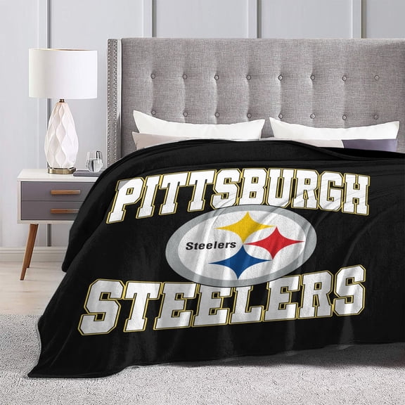 Pittsburgh Ultra-Soft Micro Fleece Throw Blanket Anti Allergic Warm Plush Carpet For Football Team Fans Gift Home Sofa Couch Office Dormitory Bed Car Camp Living Room Decoration All Season