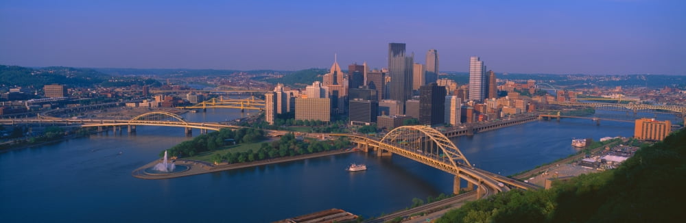 PittsburghPennsylvania skyline Canvas Art - Panoramic Images (27 x 9)