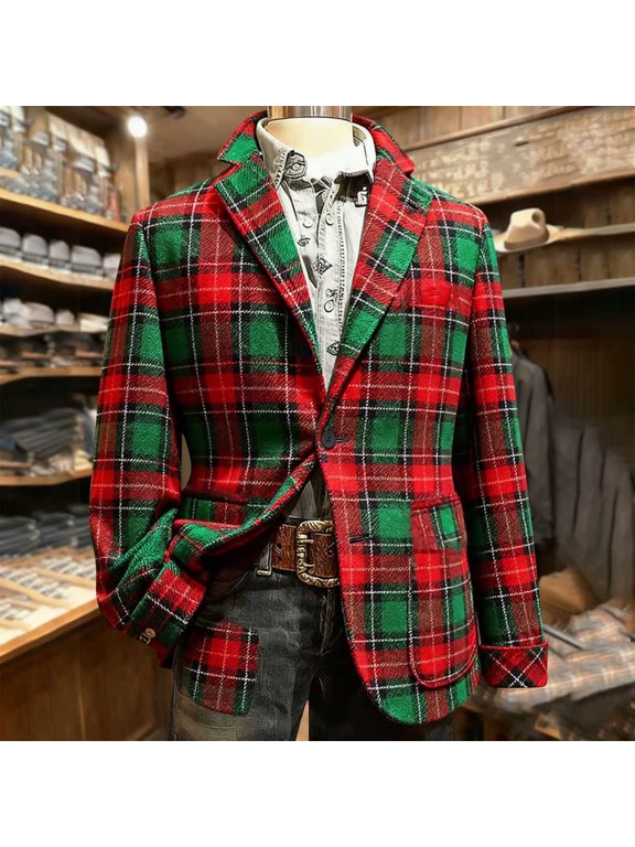 Pituace Mens Corduroy Christmas Jacket Casual One Button Holiday Party Blazer Sport Coats Ugly Xmas Print Suit Jacket