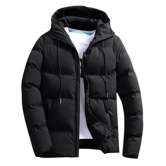 Pituace Mens Hooded Quilted Jacket Lightweight Puffer Cotton Jacket Warm Winter Coat Outerwear