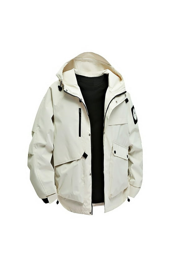 Miqool Mens Hooded Windbreaker Lightweight Cargo Jacket Waterproof Outdoor Hiking Rain Coats