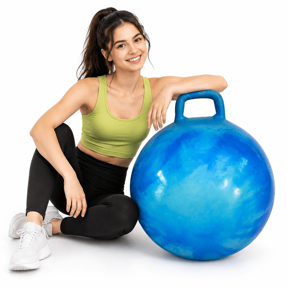 Pity Hoppity Hopball With Pump - Bouncy Exercise Ball Handle For Teens & Adults 28 Inch / 70 Cms 13+ Cloud Colors (blue)