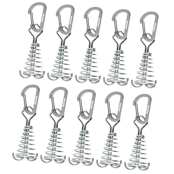 Pitycbo 10Pcs Deck with Spring Buckle Camping Tent Nail Canopy Awning Anchor