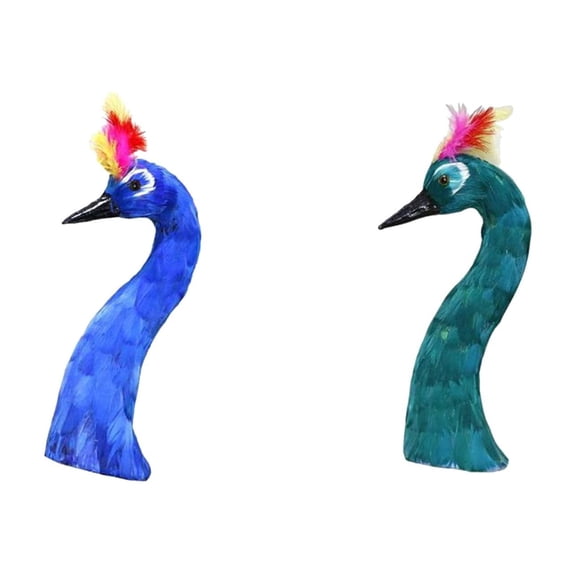 Pitycbo 2Pcs Decorative Peacock Head Model Sculpture Figurine Home Office Decoration