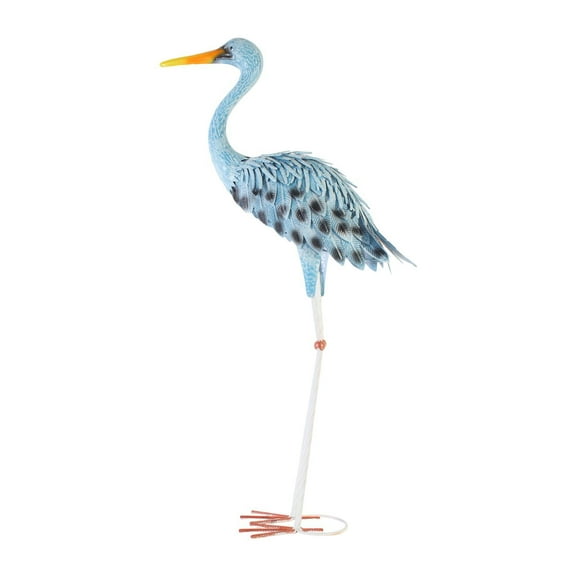 Pitycbo Blue Egret Statue Garden Decoration Collecting Lawn Ornament Metal Yard Art for