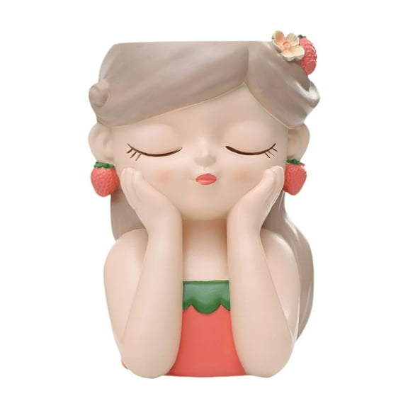 Pitycbo Bust Vase Female Head Planter Ornament Home Decor Statue Crafts Flower Pot Plant 13cmx13cmx17.5cm