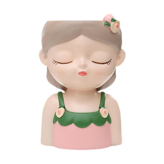 Pitycbo Bust Vase Female Head Planter Ornament Home Decor Statue Crafts Flower Pot Plant Pink 13x11.5x18cm