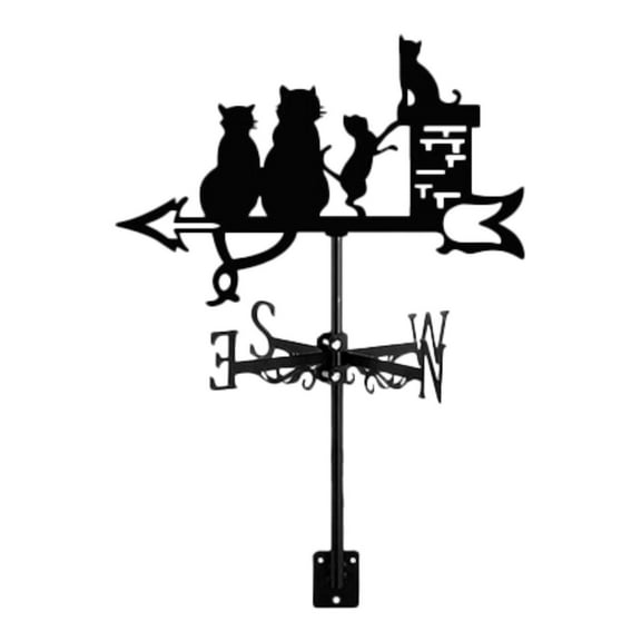 Pitycbo Cat Figurine Weather Vane Weathervane Decorative Sign Metal Animal Wind Vane for