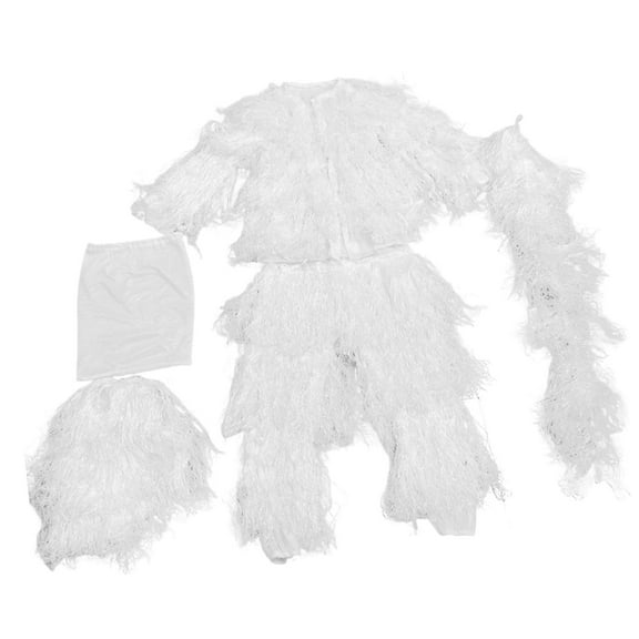 Pitycbo Ghillie Suit Uniform Set Breathable Jacket, Disguise with Storage Bag, Pants Hat white