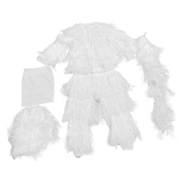Pitycbo Ghillie Suit Uniform Set Breathable Jacket, Disguise with Storage Bag, Pants Hat white