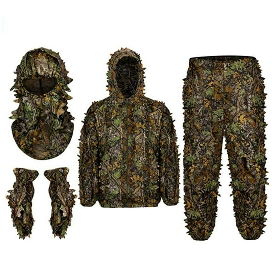 Pitycbo Ghillie Suit for Men Suit Jacket Clothing Hood Full Face Gloves Set 3D M L