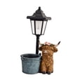 thumbnail image 1 of Pitycbo Highland Cow Statue Decor with Solar Lights Landscape Lamp Resin Figurine Modern Iron Bucket, 1 of 9