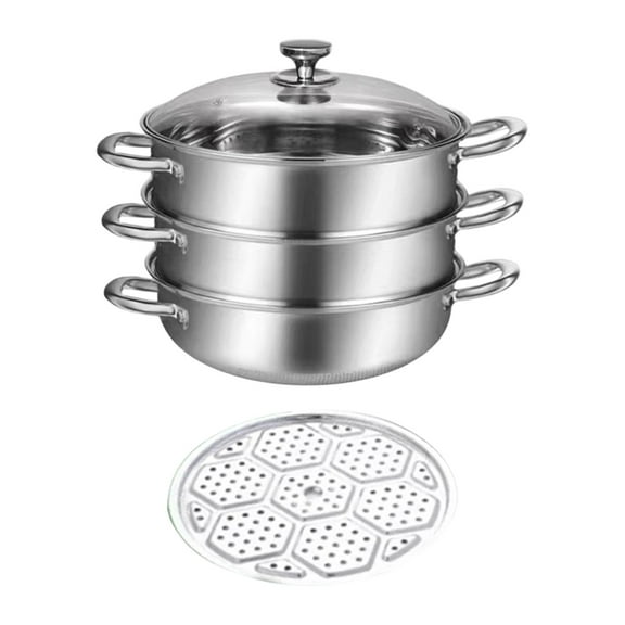Pitycbo Stainless Steel Food Steamer Heavy Duty Multiuse Versatile Home Kitchen Cookware 3 layer