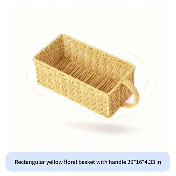Pitycbo Woven Basket Open Top Rectangular Bin Multi-Purpose Home Organizer for Interior Decorators, Decor Enthusiasts, Living Room, Kitchen, Bedroom
