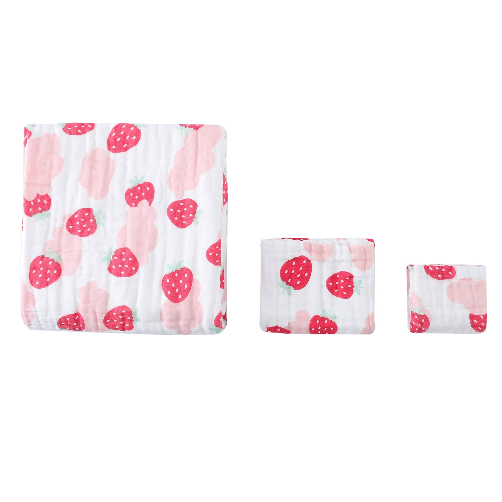 Piu Dino Muslin Baby Towel  Kit w/ 3 units  (Blanket 110 x 110 cm, Burp Cloths 50 x 25 cm), Wash Cloths (30 x 30 cm)  Girls