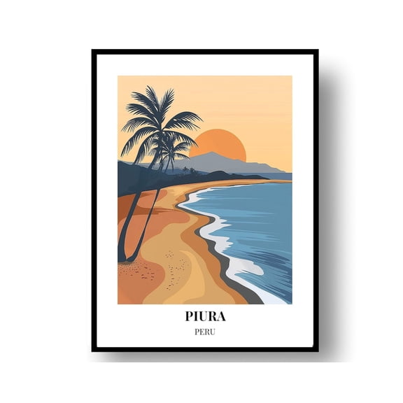 Piura Peru Map Travel Wall Art Decor Unframed Paper Print