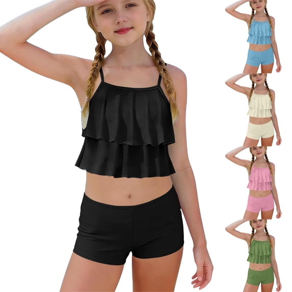 Piuwrlz 10-11Years Teen Swimsuit Girls Swimming Suit Sets Swimwear Beige Size 10-11Years