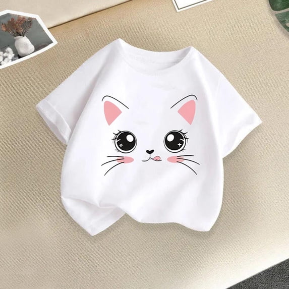 Piuwrlz 3/4T Girls Shirts Tops Girl Short T Shirts Sleeve Crew Neck Toddler Graphic T-Shirts White Size 3/4T