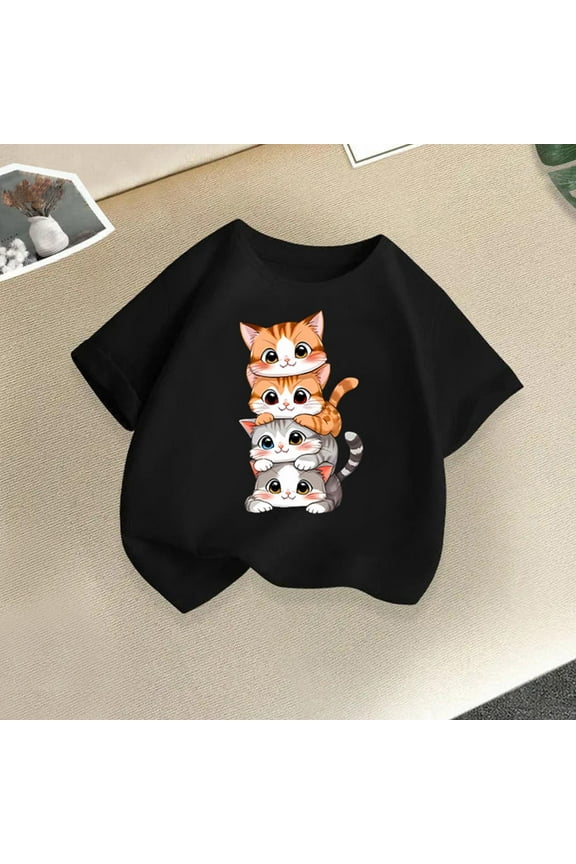 12 Years Girls Shirts Tops Girl Short T Shirts Sleeve Crew Neck Teen Graphic T-Shirts Black Size 12 Years