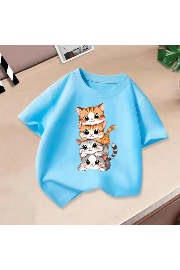 12 Years Girls T Shirts Girl Shirts Tops Crew Neck Teen Graphic T-Shirts Blue Size 12 Years