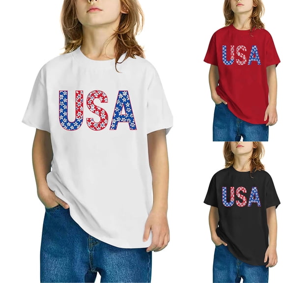 Piuwrlz 120 Toddler Short T Shirt Sleeve Girls Red T-Shirt Crew Neck Cotton Shirt Top Red Size 120