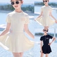 thumbnail image 1 of Piuwrlz 13-14 Years Girls Swimsuit Teen Swimming Suit Sets School Uniform T Shirt Beige Size 13-14 Years, 1 of 9