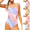 thumbnail image 1 of Piuwrlz 160 Girls Swimsuit Teen Swimming Suit Sets Tie Dyeing Bikini Blue Size 160, 1 of 9