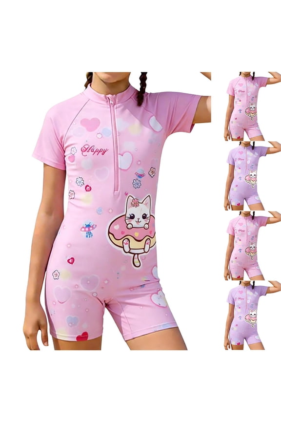 3-4 Years Girls Swimsuit Toddler Swimming Suit Sets Bikini Dress Pink Size 3-4 Years