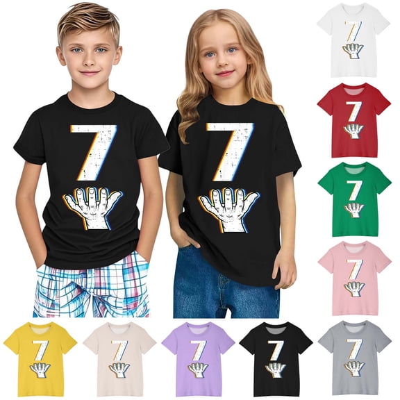 Piuwrlz 4 Years Toddler Short T Shirt Sleeve Girls Purple T-Shirt Crew Neck Cotton Shirt Top Purple Size 4 Years