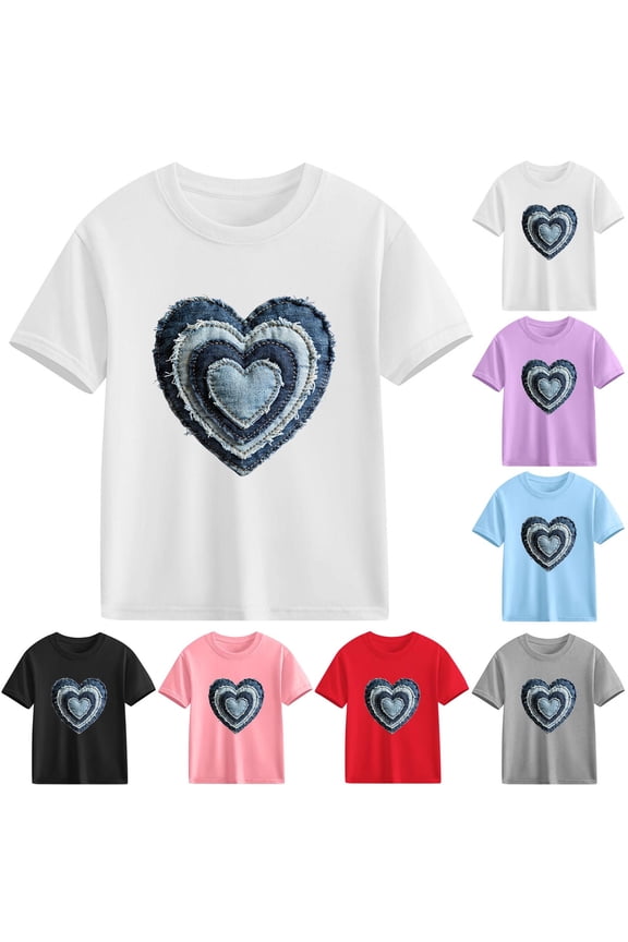 5 Years Girls Short T-Shirts Sleeve Toddler Graphic Shirts Tops Pullover Purple Size 5 Years