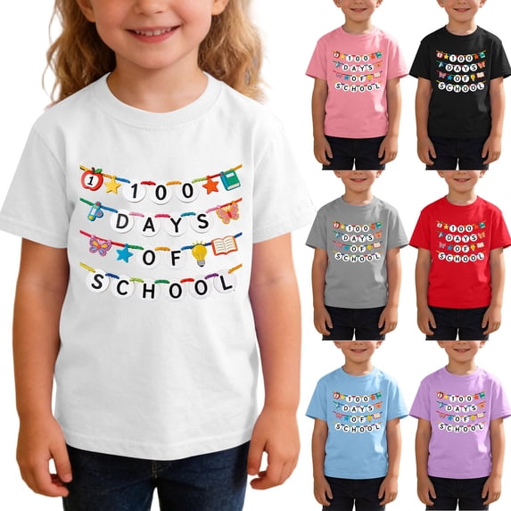 Piuwrlz 7 Girls Short T-Shirts Sleeve Kids Graphic Shirts Tops Pullover Purple Size 7 Years