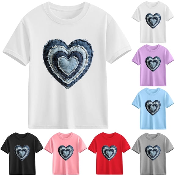 Piuwrlz 9 Years Girls Short T-Shirts Sleeve Teen Graphic Shirts Tops Pullover Blue Size 9 Years