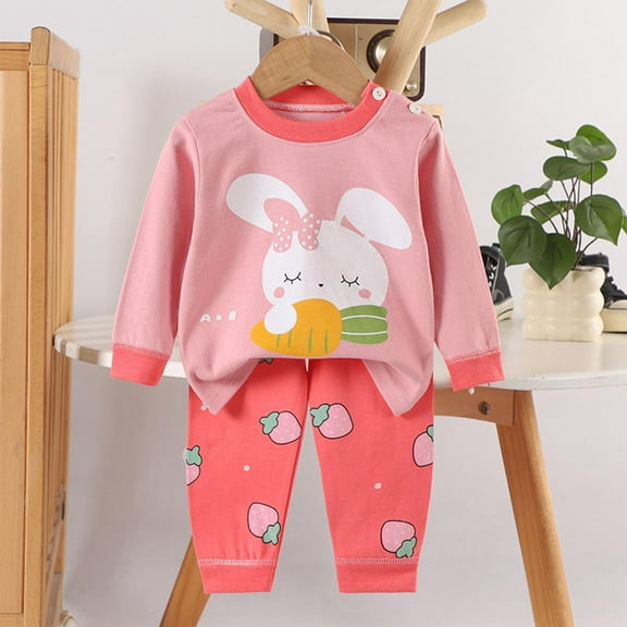 Piuwrlz Baby Pajamas Set Girls Pants and Shirt 2PC Cotton Nightwear Watermelon Red Size 0 Months