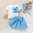 thumbnail image 1 of Piuwrlz Back to School Dress Sets Schoolgirl Short T-Shirt and Skirt Sets Fashionable Bow-knot Skirts Suits Blue Size 60, 1 of 8