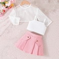 thumbnail image 1 of Piuwrlz Back to School Dress Sets for Girl Skirt and Sleeveless Underwear Set Solid Color Skirts Suits Pink Size 12 Months, 1 of 3