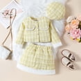 thumbnail image 1 of Piuwrlz Back to School Dress Sets for Schoolgirl Long Sleeved Jacket and Skirt Set Grid Skirts Suits Yellow Size 110/3Y, 1 of 3