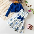 thumbnail image 1 of Piuwrlz Back to School Dress Sets for Schoolgirl Long Sleeved Jacket and Skirt Set New Printed Skirts Suits Blue Size 7 Years, 1 of 9