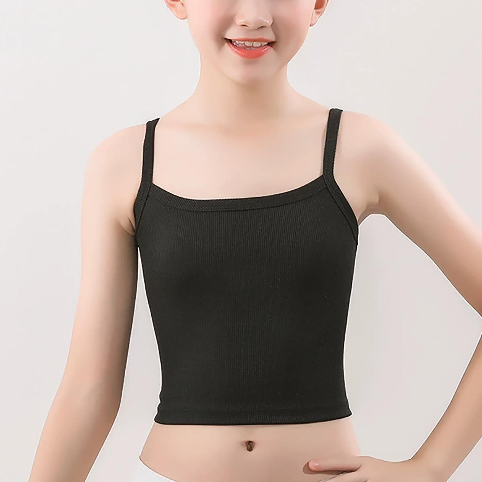Piuwrlz Big Girls Chest Underwear Teen Kids Breathable Bra Comfortable Breathable Sports Bras Black Size L